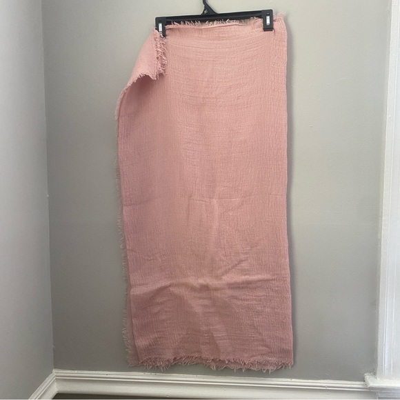 made in Florence Italy muted pale pink multi use wrap scarf shawl 100% cotton - Picture 8 of 15